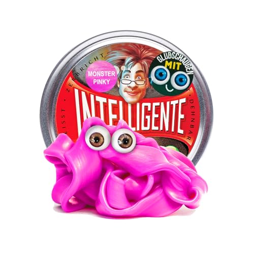 Intelligente Knete - Das Original! Monster Pinky mit Glubschaugen - Leuchtet im Dunkeln - Kinderknete und Therapieknete in einem - besser als jeder Stressball! (Standard-Dose, 80g) von Intelligente Knete