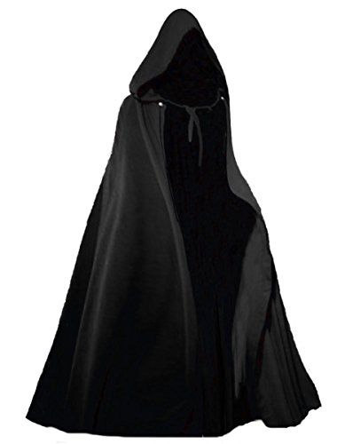 Dark Dreams Gothic Mittelalter LARP Langer Kapuzenumhang Cape Unisex Sinistra, Farbe:schwarz, Größe:Freesize von Inter