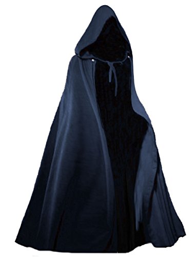 Dark Dreams Gothic Mittelalter LARP Langer Kapuzenumhang Cape Unisex Sinistra, Größe:Freesize, Farbe:blau von Inter