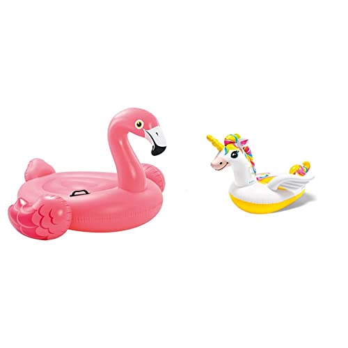 Intex 57558NP Reittier Flamingo Spielzeug, 142 x 137 x 97 cm & 57561NP Rideon ''Unicorn'', 198x140x97cm von Intex