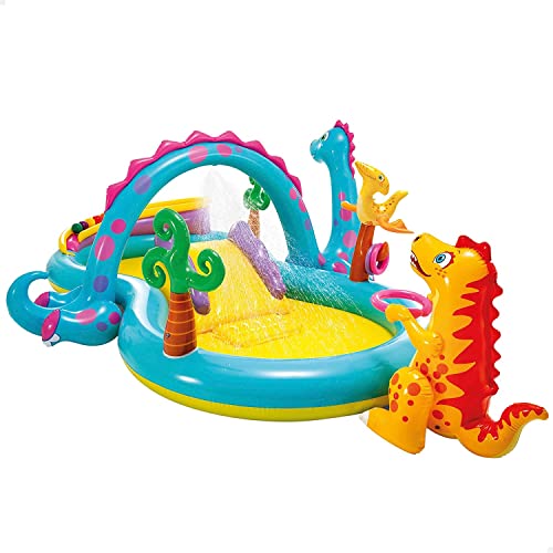 Intex Dinoland Play Center Aufblasbares Wasserspielzentrum, verschiedene Modelle (mit und ohne Vulkan), Mehrfarbig, 333x229x112 cm, 280 Liter, Bunt von Intex