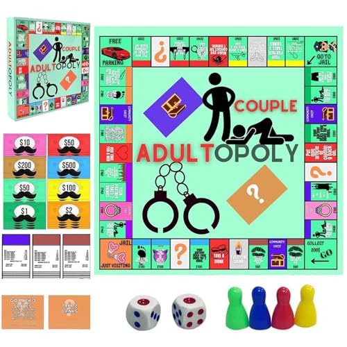 Invasye Adult Opoly Board Game, Adultopoly Board Game Set, Couple Board Game, Paarspiele für Erwachsene, Adult Adultopoly Paarspiel, Relationship Card Game für Paare zum Aufheizen der Gefühle von Invasye