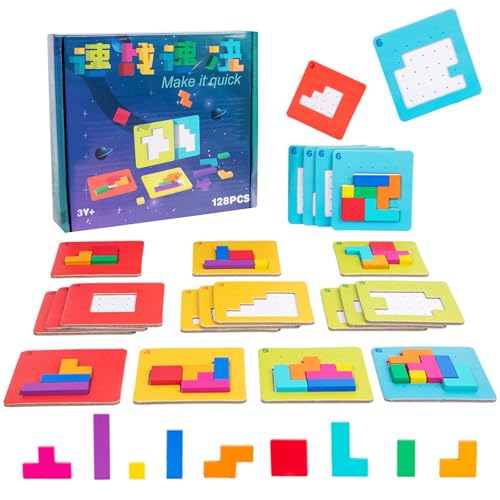 Tetris Duell Spiel, Holzpuzzle Tetris Tangramm, Puzzlespiel, Iq Puzzle Tangram, Kinder Puzzles, Intelligenz Kinder Konzentrationsspiele für Kinder Lustiges Lernspielzeug für Kinder ab 3 Jahre von Invasye