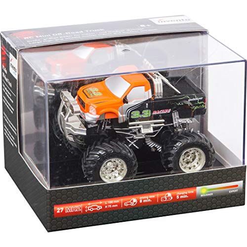 invento just play - RC Mini Off-Road-Truck Orange, 27 MHz 2-Kanal, mit Ladekabel, Ferngesteuerter Mini Monster Truck, Mini RC Geländewagen, mit LED-Beleuchtung, Coole Geschenkverpackung, ab 8 Jahren von invento just play