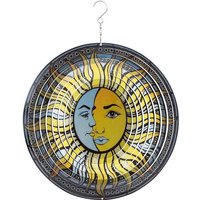 Kinetic Art 110265 - Kinetic Art: Metal Hanging Wind Spinner, 3D Sun & Moon von Invento