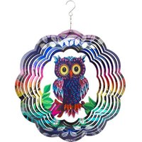 Kinetic Art 110266 - Kinetic Art: Metal Hanging Wind Spinner, 3D Flashy Owl von Invento