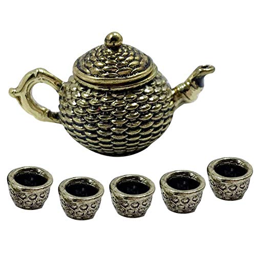 Inzopo 6 Stück/Set 1/12 Miniatur-Teekanne aus Legierung, Geschirr, Spielzeug, Puppenhaus-Dekor, exquisite Teekanne, Tassenmodell, Metall-Teeset, Puppenhaus, Miniatur-Essgeschirr, Küche, DIY-Spielzeug Inzopo 6 Stück/Set 1/12 Miniatur-Teekanne aus Legierung, Geschirr, Spielzeug, Puppenhaus-Dekor, exquisite Teekanne, Tassenmodell, Metall-Teeset, Puppenhaus, Miniatur-Essgeschirr, Küche, DIY-Spielzeug von Inzopo