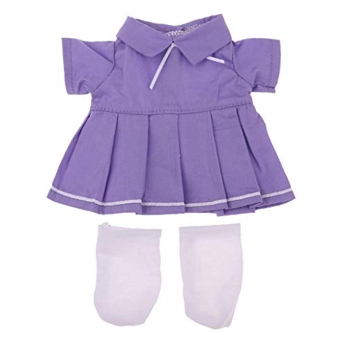 Inzopo Lovely Purple Clothes for Mellchan Baby Doll 22.9-27.9 cm Doll Pleated Short Sleeve Dress White Socks von Inzopo