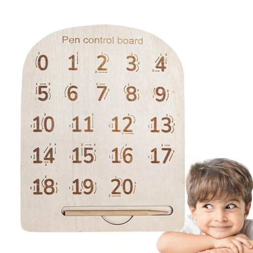 Alphabet Tracing Board, Wooden Number Board, Tracing Activity Board, Kids Learning Boards with Durable and Safe Wooden Design 8.86x7.09x2.36 Inches for Preschoolers (1 Piece) von Iouyjiu