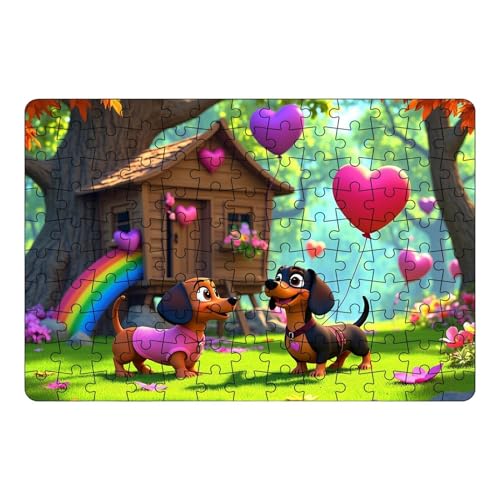 Buntes Valentine's Day Jigsaw Puzzle, Toddler Learning Puzzle für Kinder, 130-Piece Romantic Brain Teaser Puzzle, Herausforderung und Spaß Valentine's Day Puzzle für Familie und Erwachsene von Iouyjiu