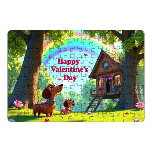 Buntes Valentine's Day Jigsaw Puzzle, Toddler Learning Puzzle für Kinder, 130-Piece Romantic Brain Teaser Puzzle, Herausforderung und Spaß Valentine's Day Puzzle für Familie und Erwachsene von Iouyjiu