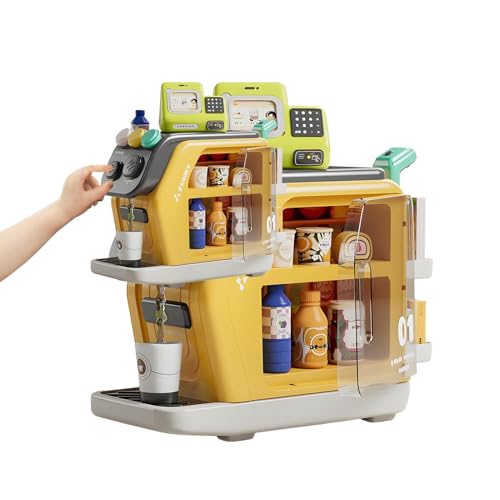 Fridge Coffee Machine, Pretend Shopping Playset, Children's Refrigerator Toys, Cash Register Toys for Pretend Shopping Play, Featuring a Refrigerator, Coffee Maker, and Play Cash Register von Iouyjiu