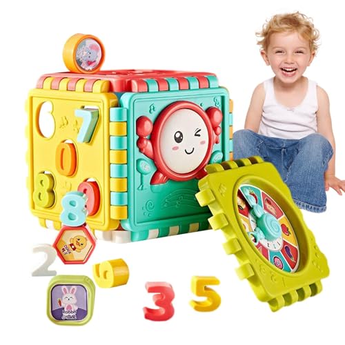 Iouyjiu Activity Cube Toy, Lernspielzeug Sensory Drum, Building Block Games, Multifunctional Fine Motor Skills Spielzeug mit pädagogischem Sensory Drum und Baublock Games für Kinder (1 Stück) von Iouyjiu