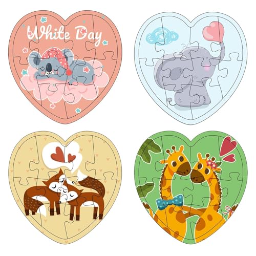 Iouyjiu Animal Brain Teasers, Cartoon Animal Puzzles, Animal-Themed Puzzle Set, Cartoon Animal Brain Teasers, Heart-Shaped Cartoon Animal Puzzle Set for Kids Boys and Girls von Iouyjiu