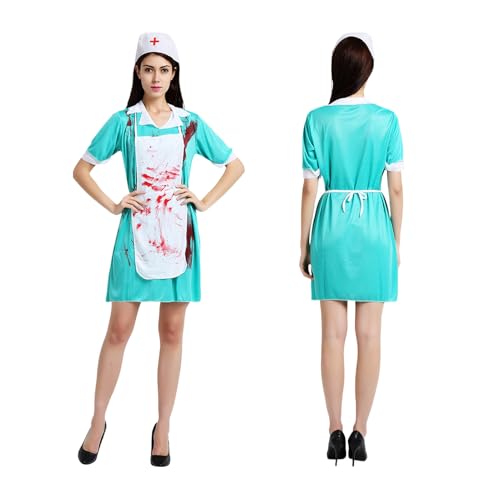 Iouyjiu Blutiges Krankenschwester-Kostüm für Frauen | Zombie-Krankenschwesteroutfit für Erwachsene Halloween – Cosplay-Zubehör Outfit Verkleidung Party Arzt Frauen Männer Mädchen Jungen Jugendliche Iouyjiu Blutiges Krankenschwester-Kostüm für Frauen | Zombie-Krankenschwesteroutfit für Erwachsene Halloween – Cosplay-Zubehör Outfit Verkleidung Party Arzt Frauen Männer Mädchen Jungen Jugendliche von Iouyjiu