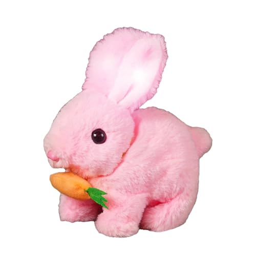 Iouyjiu Bunny Toy, Stuffed Animal, Hopping Robotic Jumping, Twitching Nose Simulated Rabbit Interactive Plüsch, Plüschspielzeug für Kinder, Zuhause, Wohnzimmer, Indoors, Weiß, Pink, Gelb von Iouyjiu