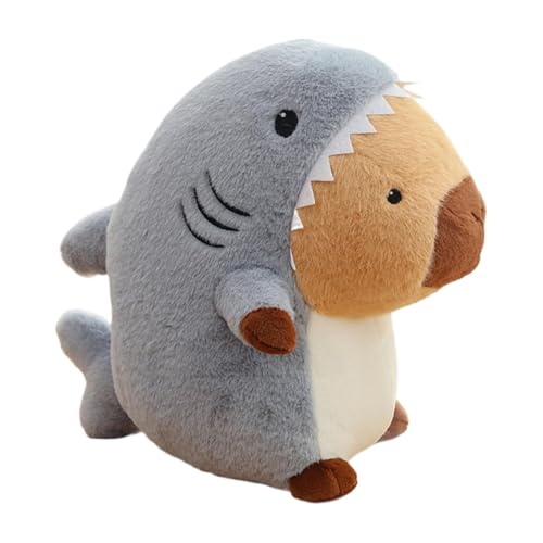 Iouyjiu Capybara Shark Design Plüschspielzeug, niedliches Tier, Capybara gefülltes Kissen, dekoratives Capybara 13,7 Zoll für Präsent, Kinder, Indoor, Bett, Sofa, Grau von Iouyjiu