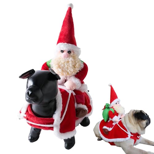 Iouyjiu Christmas Dress Up for Pets, Funny Pet Costumes for Holidays, Pet Santa Costumes for Dogs, Holiday Costumes for Cats, Seasonal Pet Dress Up Clothes, Plush Santa Dog Kostüm von Iouyjiu