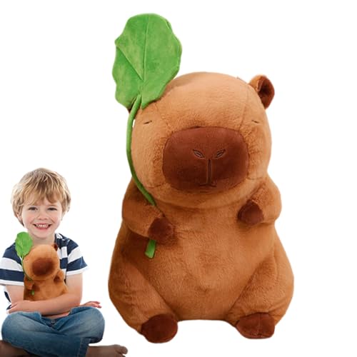 Iouyjiu Cute Capybara Plüschtier, weiche Capybara-Tierpuppe, mit niedlichen Blättern verziert, niedliches Cartoon-Design, für Schlafzimmer, Auto und Sofa, 29,9 cm von Iouyjiu