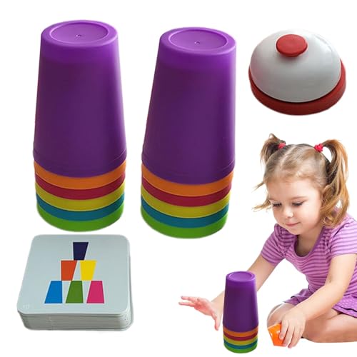 Iouyjiu Educational Stacking Nesting Cups | Fun Quick Cups Games for | Portable Learning Toy for Fine Motor Skills, Hand-Eye Coordination, and Cognitive Development von Iouyjiu