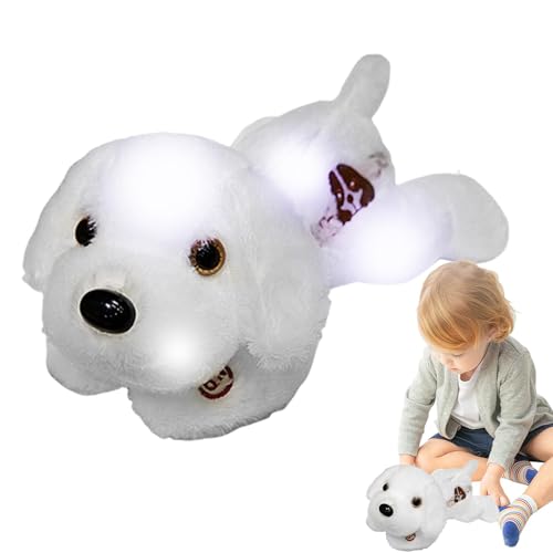 Iouyjiu Light Up Design Plüschhund, Welpen-Nachtlicht, Weiches Plüsch-Hundespielzeug Mit Lichtern, Plüsch-Hundenachtlicht 14 Zoll Für Innen, Wohnzimmer, Schlafzimmer, Farbe Gelb, Blau, Rosa, Weiß von Iouyjiu