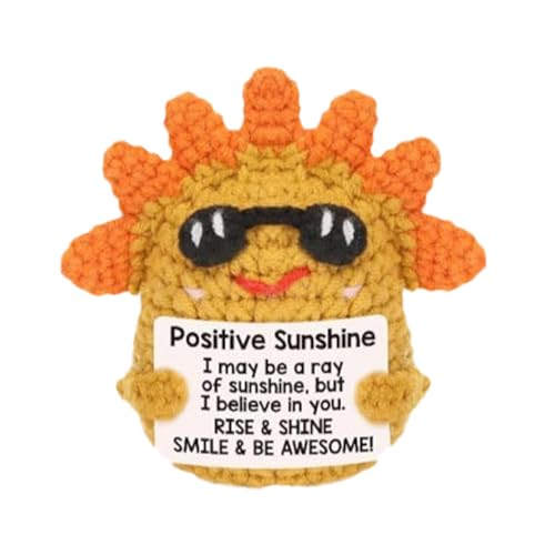 Iouyjiu Positive Sunshine Puppe, Häkeln, Cheer Up Toy, handgemachte Plüsch-Halterung, Inspirationale Häkelpuppe, Emotionale Unterstützung Plush, Knitted Puppenhalter, Cheer Up Geschenk Puppe für von Iouyjiu