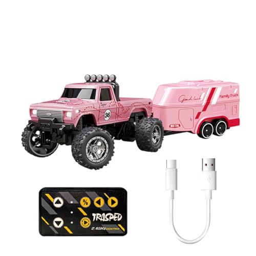 Iouyjiu Remote Control Trucks for Boys, Small Electric Car Toy, Offroad Rc Crawler, Rechargeable Rc Truck with Trailer and Lights 7.28x2.36x1.65 Inches for Boys and Girls (1 Piece) von Iouyjiu