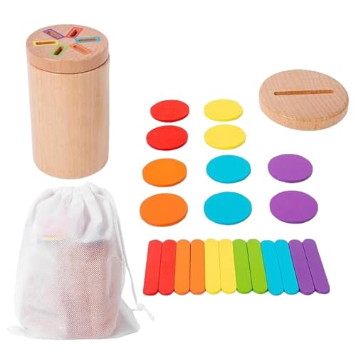 Iouyjiu Sensorisches Spielzeug aus Holz für Kleinkinder | Lernspielzeug zur Farbsortierung mit Stofftasche | Leuchtendes und interaktives sensorisches Spielzeug für Halloween, Weihnachten und Neujahr von Iouyjiu