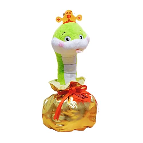 Iouyjiu Snake Design Plüschtier, Singing Snake Stuffed Animal, 2025 Snake Mascot Plüsch, Cute Snakes Plüschspielzeug 16 x 16 x 40 cm für New Year, Indoor, Heimdekoration, Display, Gelb, Grün, Rot von Iouyjiu