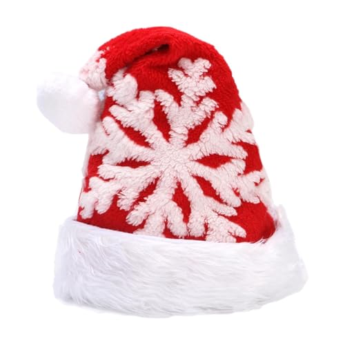 Iouyjiu Uni Santa Hat, Holiday Santa Hat, Snowflake Santa Hat, Plush Snowflake Christmas Santa Hut für Erwachsene, Männer und Frauen aller Altersgruppen von Iouyjiu