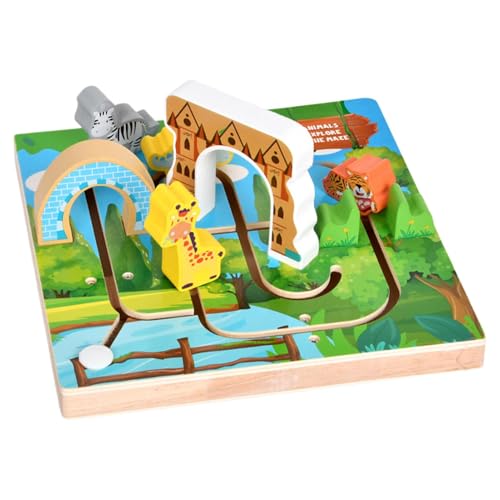 Iouyjiu Wood Maze Toddler, Lernspielzeug Logic Toy, Toddler Maze Puzzle, Interaktives Holztier Maze Board, Tier Sliding Game, langlebig und farbenfroh Sliding Maze Spielzeug für Kinder und von Iouyjiu