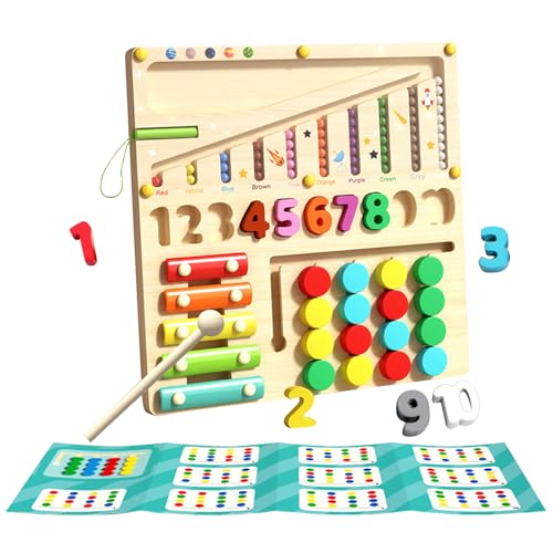 Iouyjiu Wooden Sorting Toy, Sensory Number Matching Table Game, interaktives Lernspielzeug, perfekt für Preschool-Learning, Kleinkinder, und Mädchen, 29,5 x 29,5 x 3 cm, 750 g, mehrfarbiges Iouyjiu Wooden Sorting Toy, Sensory Number Matching Table Game, interaktives Lernspielzeug, perfekt für Preschool-Learning, Kleinkinder, und Mädchen, 29,5 x 29,5 x 3 cm, 750 g, mehrfarbiges von Iouyjiu