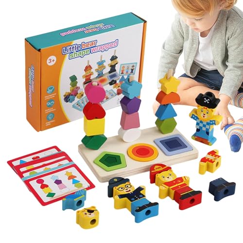 Iouyjiu Wooden Toddler Shape Sorter, Bear Shaped Stacking Toys für Kinder 3-5, Lernspiel Blocks für Kleinkinder, Lernspielzeug für die Entwicklung, lustiges frühes Lernspielzeug für Zuhause von Iouyjiu