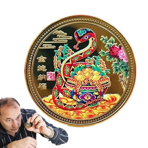 Iouyjiu Year of The Snake Gedenkmünze, Snake Symbol Coin, Chinese Coin, 2025 Chinese Snake Coin, Snake Coin, Seltene Snake Coin, Collectible Coin, Snake Year Gold Coin von Iouyjiu