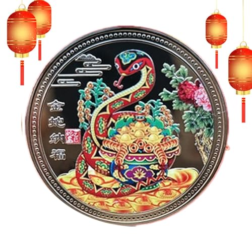 Iouyjiu Year of The Snake Gedenkmünze, Snake Symbol Coin, Chinese Coin, 2025 Chinese Snake Coin, Snake Coin, Seltene Snake Coin, Collectible Coin, Snake Year Gold Coin von Iouyjiu