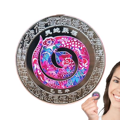 Iouyjiu Year of The Snake Gedenkmünze, Snake Symbol Coin, Chinese Coin, 2025 Chinese Snake Coin, Snake Coin, Seltene Snake Coin, Collectible Coin, Snake Year Gold Coin von Iouyjiu