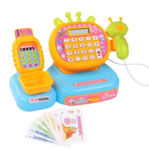 Kids Supermarket Register, Pretend Toy Cashier, Realistic Experience Toddler Register Set with Fun Interactive Sound and Light Effects for Children, 1 Set von Iouyjiu