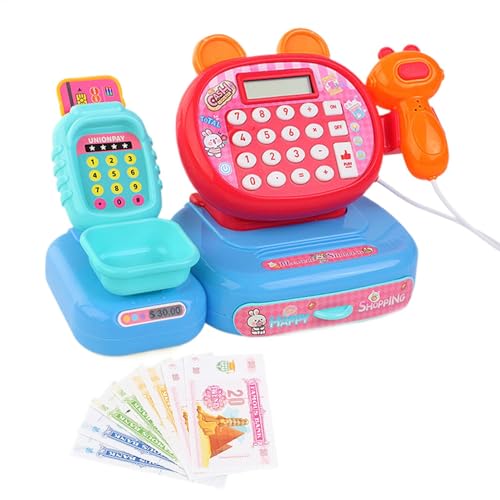 Kids Supermarket Register, Pretend Toy Cashier, Realistic Experience Toddler Register Set with Fun Interactive Sound and Light Effects for Children, 1 Set von Iouyjiu