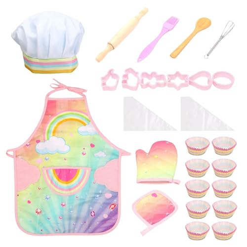 Kinder-Kochset, Kinder-Backset, Pretend Cooking Set für Kinder, Lernspielzeug für Kinder, Lernspiel für Kinder, Spielset 22,9 x 38,6 x 3,5 cm für Kinder, und Mädchen (1 Set) von Iouyjiu