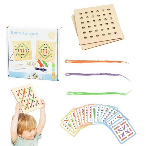 Lernspielzeug, Holz-String-Karten, Kleinkinder-Spielzeug, Hands-On Learning Toy, Quiet Time Toy für Kinder, feines Motorskills-Spielzeug, Stringing Cards für Kinder, frühes Lernen, von Iouyjiu