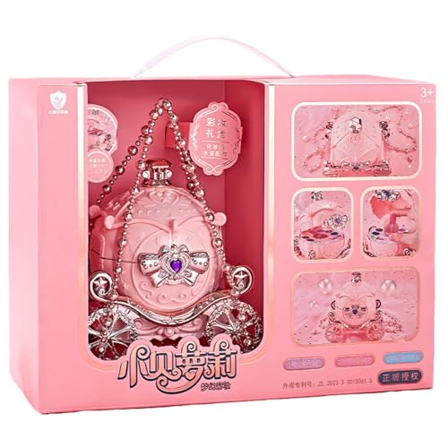 Princess Pink Carriage Makeup Set | Real Pretend Beauty Kit for Girls | Portable Cosmetic Set with Makeup Toys for Little Girls | Fun Princess-Themed Beauty Playset von Iouyjiu