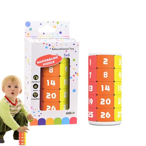 Rotating Number Puzzle Cube for Kids, 5-Layer Sliding Puzzle Toy with Cognitive Learning Features, 3D Brain Challenge Educational Game for Children Ages 3-8, Interactive Learning Activity Cube von Iouyjiu