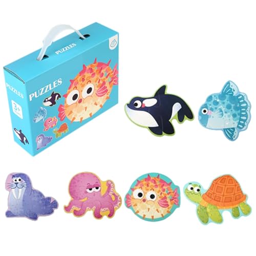 Sea Animal Jigsaw Puzzles, Colorful Jigsaw Puzzles, Interactive Fun Learning Toys for Kids, Educational Child Development Puzzles 7.87x5.91x2.17 Inches for 3 to 6 Years Old Kids (1 Set) von Iouyjiu