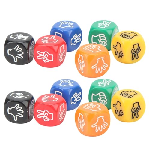 Set of 12 Rock Paper Scissors Dice, Creative Dice for Rock Paper Scissors, Interactive 6 Sided Table Game Dice, Lightweight Finger Guessing Game for Adults, Kids, Family Party (1 Set) von Iouyjiu