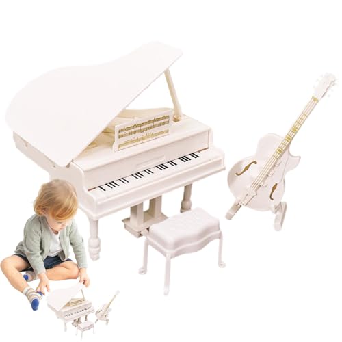 Small Piano Model with Stool for Miniature House Decoration | Exquisite Musical Instrument Collectible, Perfect for Birthday , Children's Day, Easter, and Decorative Display for Home and von Iouyjiu