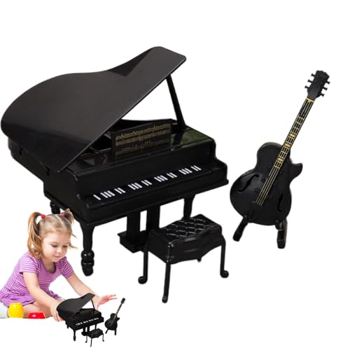 Small Piano Model with Stool for Miniature House Decoration | Exquisite Musical Instrument Collectible, Perfect for Birthday , Children's Day, Easter, and Decorative Display for Home and von Iouyjiu