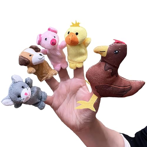 Tier-Fingerpuppen, mehrfarbig, weiches Plüsch-Set, interaktives Storytelling Toys, Easter Basketball-Stuffers, Party Favors, Classroom Rewards, 3,15 Zoll, mehrfarbig von Iouyjiu