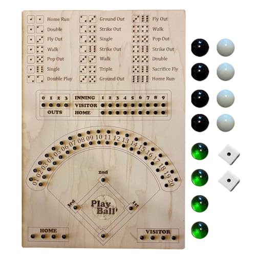 Wooden Baseball Board Game, Dice and Pinball Strategy Game for Parties & Family, Educational Toy, Compact and Easy to Store, for Kids and Adults, 13.78x9.84x0.2 Inches von Iouyjiu