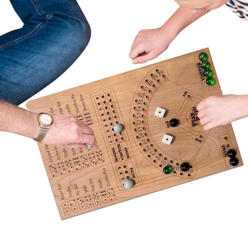 Wooden Baseball Board Game, Dice and Pinball Strategy Game für Partys & Familie, Lernspielzeug, kompakt und einfach zu verstauen, für Kinder und Erwachsene, 33,78 x 9,84 x 0,2 cm von Iouyjiu