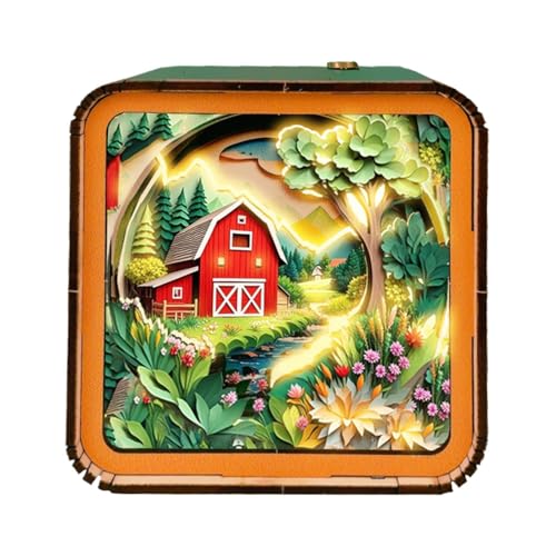 Wooden Puzzles Nightlight, Scenery Puzzle Nightlight, Holz Nachtlicht, Bedroom Puzzle Nightlights mit elegantem Holzdesign, 8,9 x 3,74 x 1,97 cm, für Schlafzimmerdekoration (1 Stück) von Iouyjiu